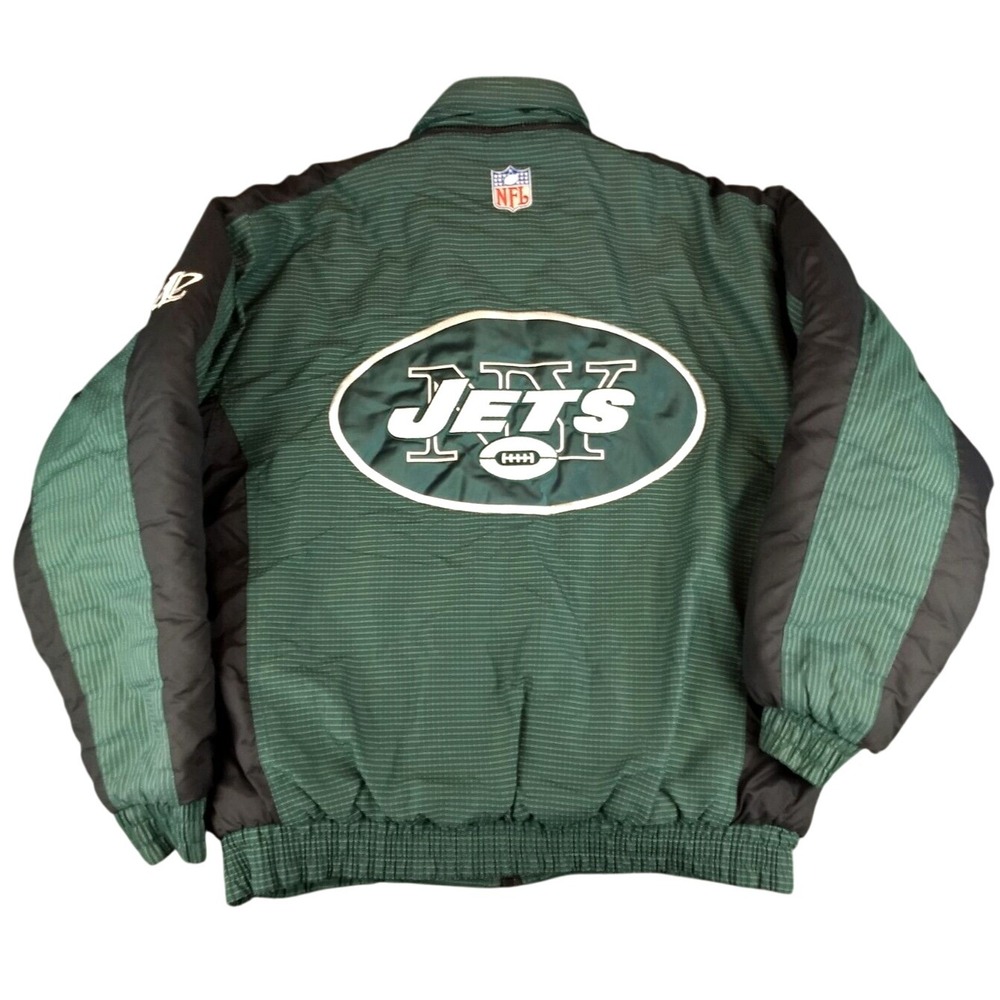 New York JETS Jacket NFL Logo Athletic‎ Pro Line Puffer Full Zip Vintage 90s HTF